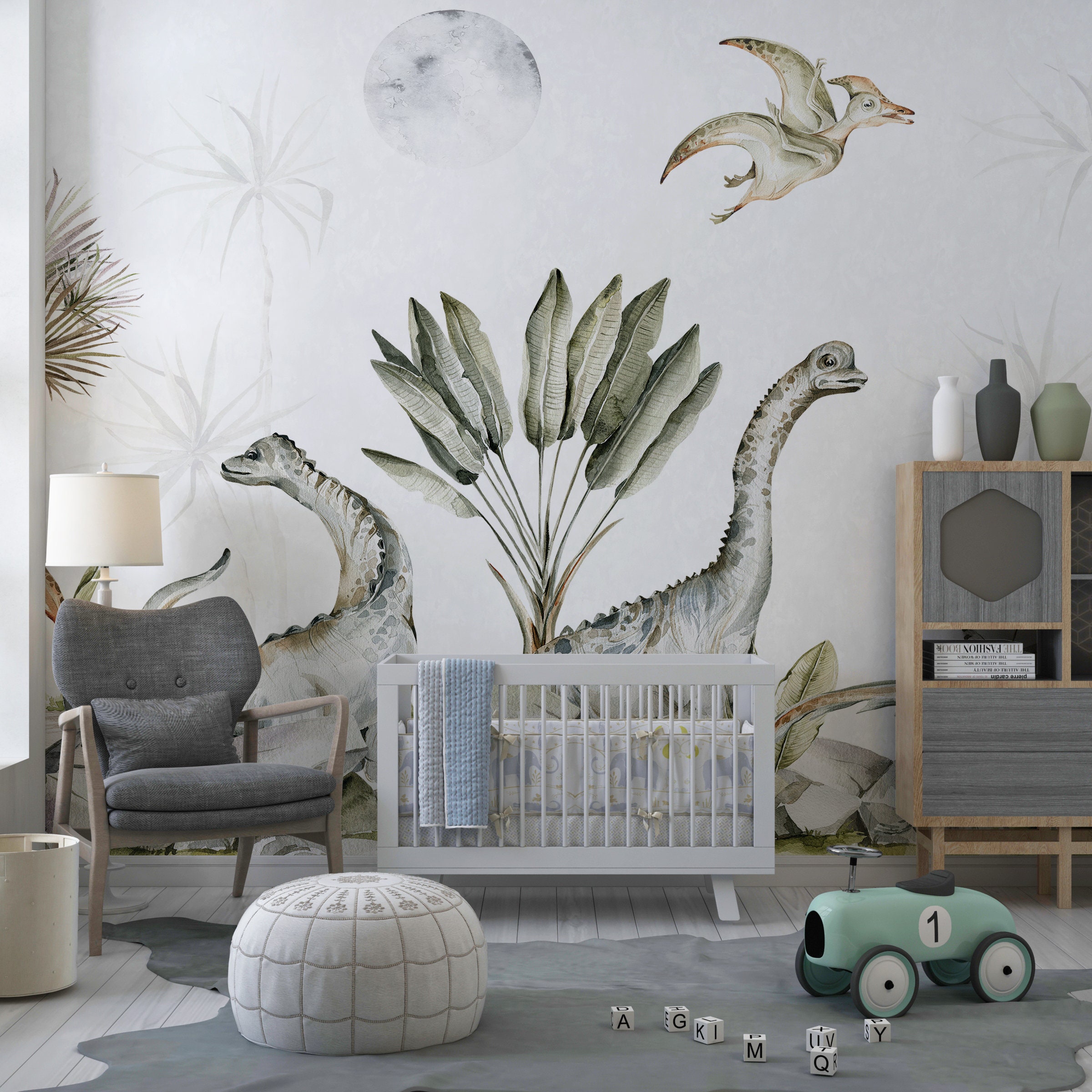 Dinosaur Wallpaper Wall Nursery Wallpaper Dino Nursery - Etsy