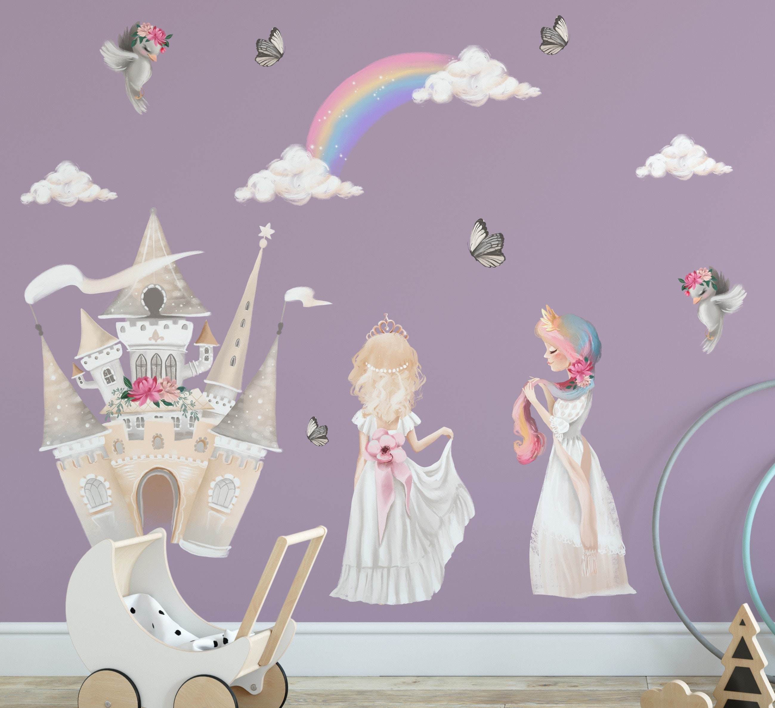 Princess Wall Decals, Nursery Wall Stickers, Girls Nursery Decor