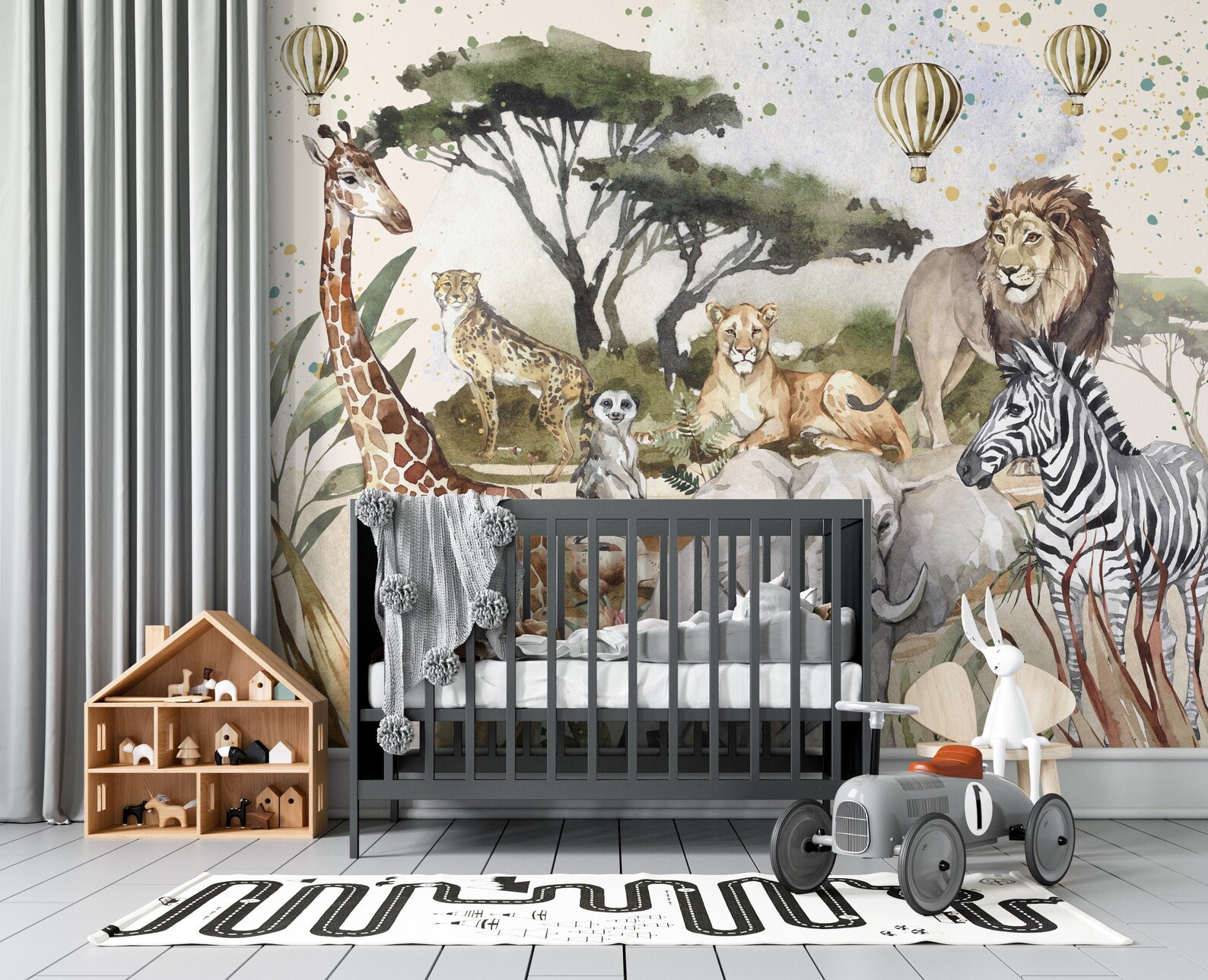 Safari Wallpaper Jungle Wall Mural Nursery Jungle Animals Etsy UK
