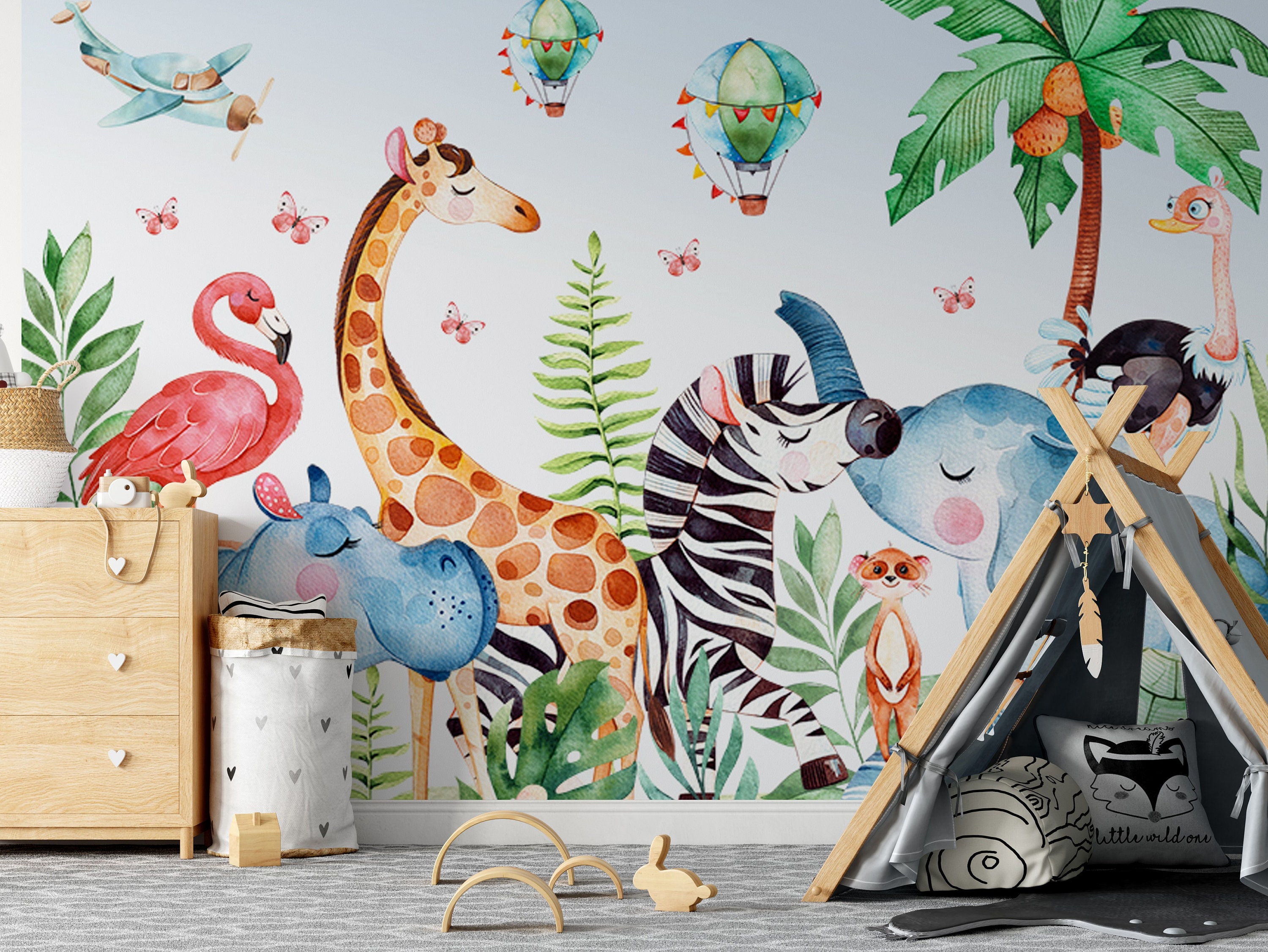 Jungle Animals 3D Wall Sticker Art Poster Decals Murals Kids Room