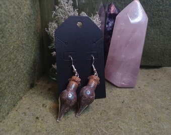 dew drop potion bottle earrings