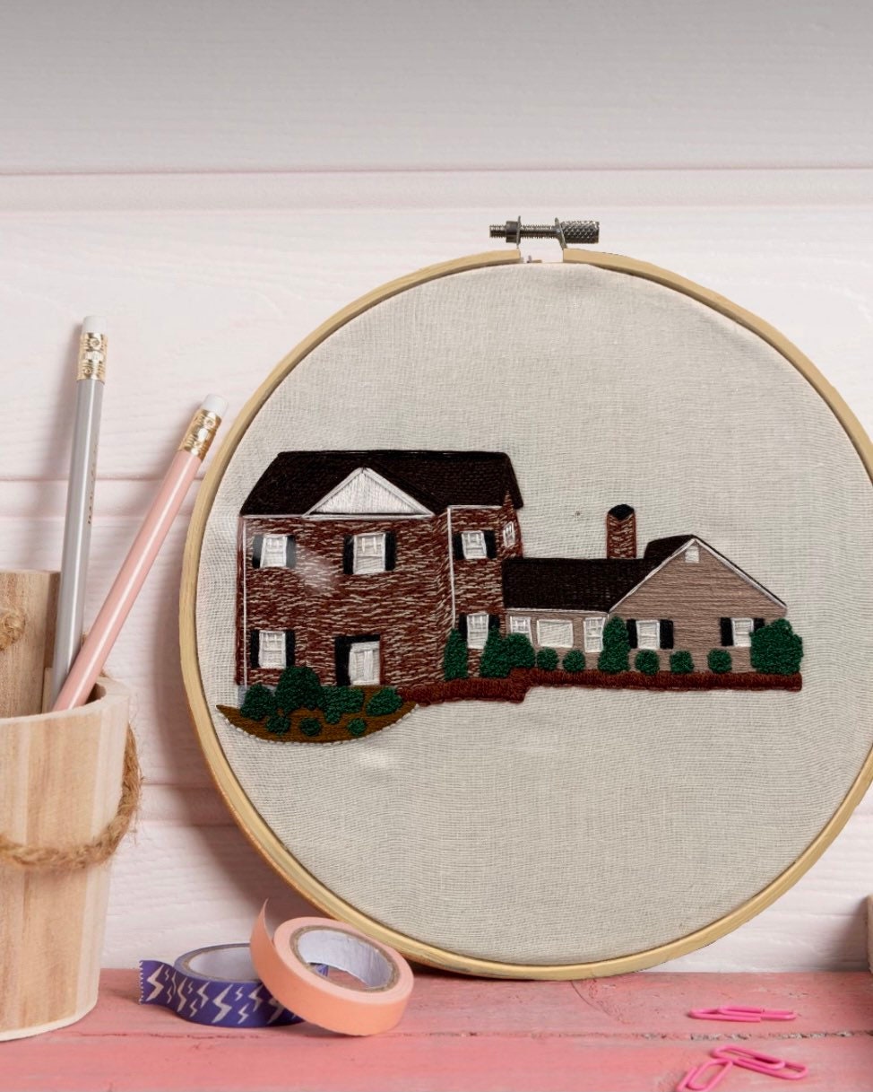 Custom Embroidered House Portrait Etsy