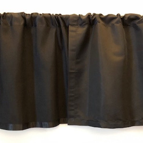 Basement Window Curtain Set with Tension Rod - Black