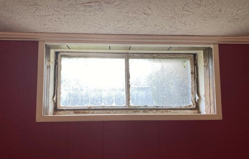 Basement Window Curtain Set With Tension Rod Navy Blue Etsy