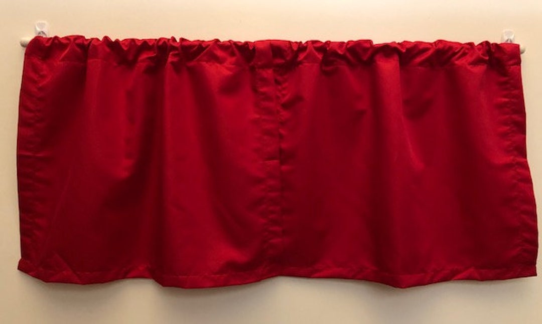 Basement Window Curtain Set With Tension Rod Red Etsy