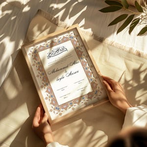 Luxury Islamic Nikkah Certificate | Editable Digital Download | Muslim Marriage Certificate Template | Instant Download PDF