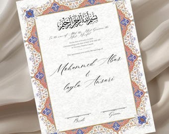 Certificat islamique de luxe Nikkah : téléchargement numérique modifiable