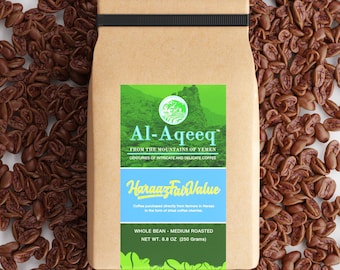 Café Haraaz de Yemen: Arábica de tueste medio intenso, grano entero gourmet