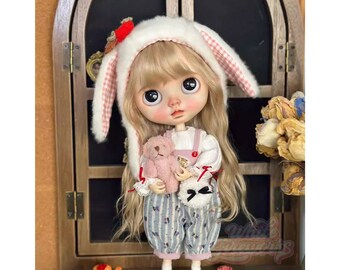Blythe Cute Bunny Bunny Costume Set of 4, Blythe Top, Blythe Hat, Neo Blythe Costume for Blythe/Pullip/ob22/ob24