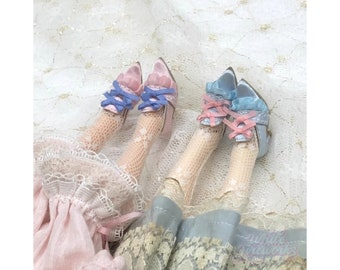 Vintage Satin Pointed Doll Shoes, Neo Blythe Handmade Shoes, - for Azone/Momoko/Neo Blythe shoes, Handmade small shoes