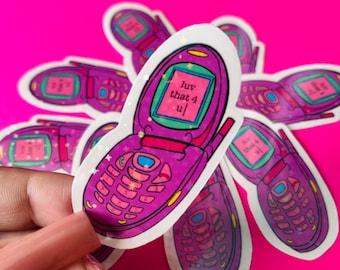 Ich liebe das für dich holografische y2k Telefonliebe süßer Selbstliebeaufkleber