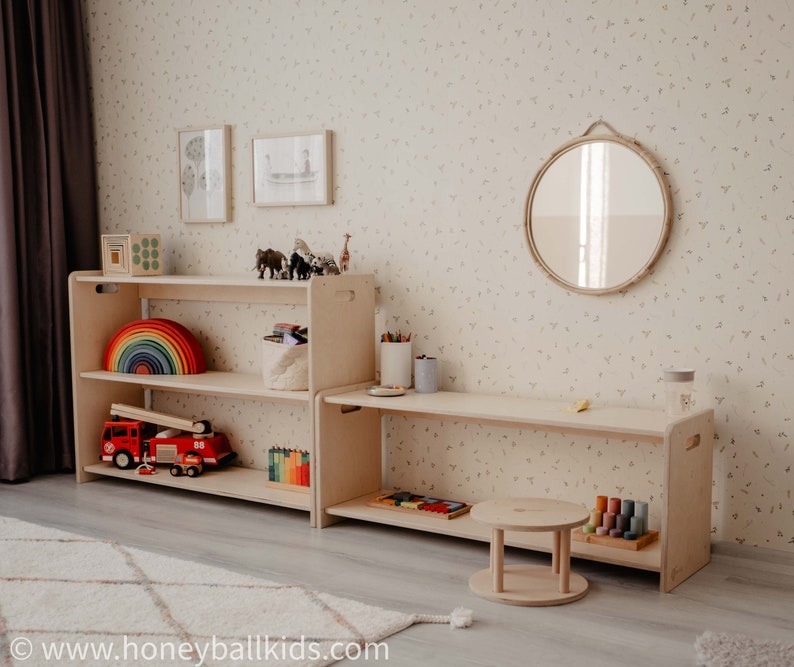 SET of 2 Montessori Open Shelf Unit Children Toy Shelf Etsy