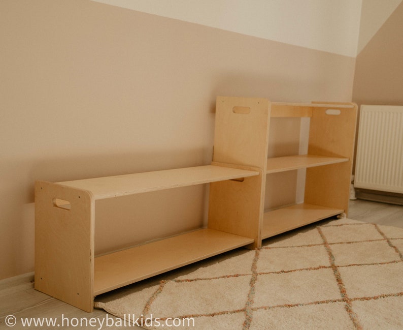 SET of 2 Montessori Open Shelf Unit Children Toy Shelf Etsy