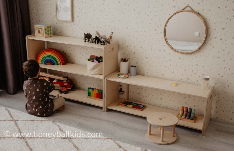 SET of 2 Montessori Open Shelf Unit Children Toy Shelf Etsy