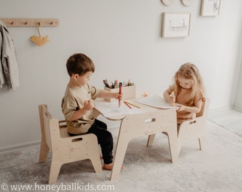 Adjustable Montessori Children Table-Chair Set, Weaning table, Weaning chair