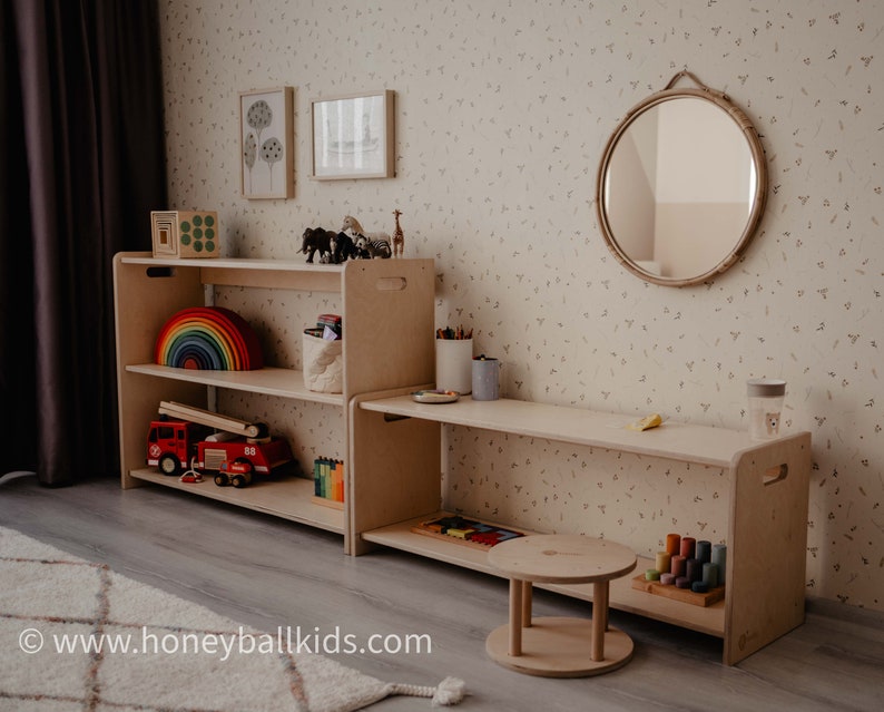 SET of 2 Montessori Open Shelf Unit Children Toy Shelf Etsy