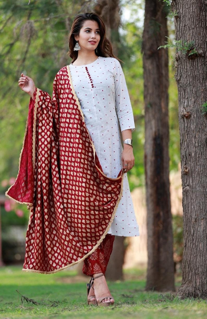 Indian Polka Print Kurti Rayon Streight Ethnic Kurti Gold | Etsy
