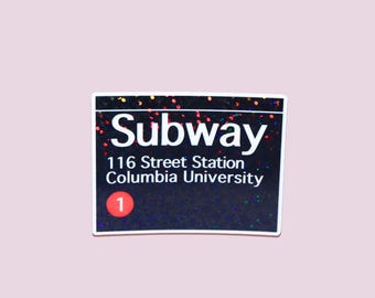 Calcomanía de la Universidad de Columbia - Estación de la Calle 116 - Estación de metro - Calcomanía neoyorquina - Calcomanía de la Gran Manzana - Holográfica - Calcomanía de Nueva York