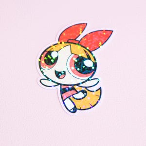 Blossom Sticker - Nostalgic Cartoons - Powerpuff Girls - 90s Cartoon - Holographic - Kindle Sticker - Nostalgia Decal - Girl Power
