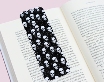 Marcapáginas de calavera de esqueleto - Marcapáginas de Halloween - Temporada espeluznante - Gótico - Oscuro - Cesta de libros - Portapáginas