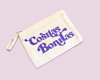 Cositas Bonitas Pouch - Makeup Bag - Latina Bag - Canva Zipper Pouch