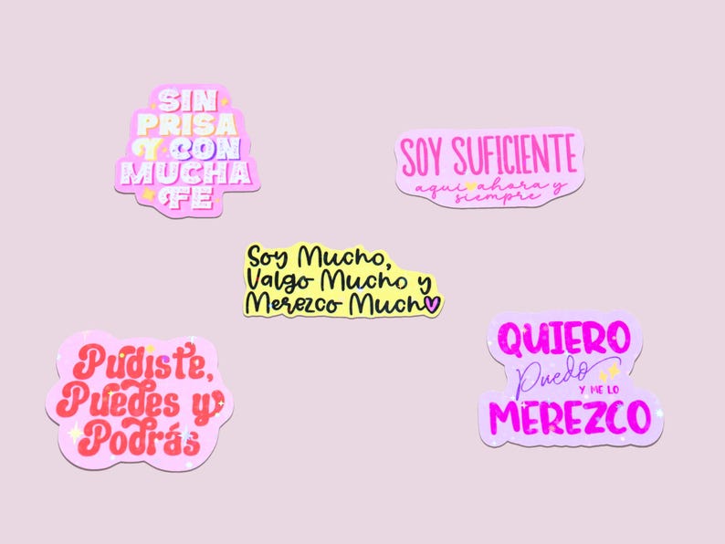 Spanish Affirmation Sticker Set - Holographic - Latina - Si Se Puede - Spanish Motivation - Dichos - Fuerte image 1