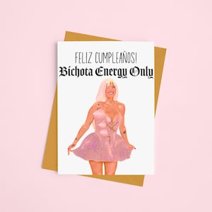 Cartão Feliz Aniversário Karol G - Feliz Aniversário - Bichota - Latinx - Cartão Latina - Cartão Spanglish - La Bichota - Cartão de Aniversário Espanhol