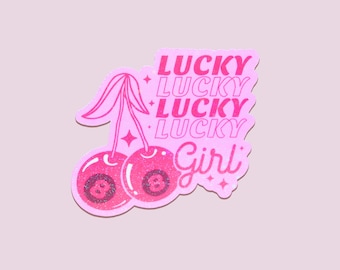 Sticker Lucky Lucky Girl - Cute Cherry - That Girl - Manifesting Queen - Cool Girl - Journaling - Kindle-sticker - Luck - Vision Board