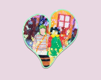 El Chavo Del Ocho Y La Chilindrina Pegatina Holográfica - La Vecindad - Pegatina Latina - Iconos Mexicanos - Cultura Latinx - Pegatina Mexicana