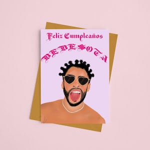 Tarjeta de cumpleaños de Bad Bunny - Feliz cumpleaños - Tarjeta de Benito - Tarjeta YHLQMDLG - Regalo de Bad Bunny - Tarjeta de cumpleaños de Bebesota - Tarjetas en español - Tarjeta latina
