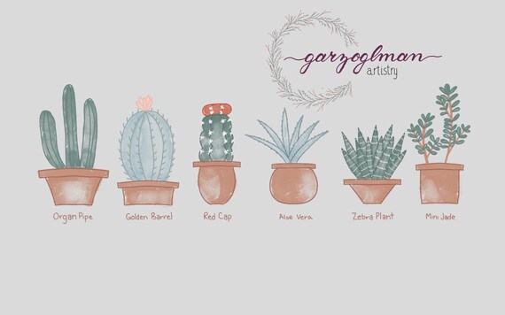 Cactus And Succulent Background High Resolution Desktop Etsy