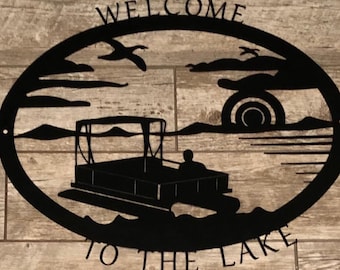 Bienvenue au panneau métallique du ponton du lac