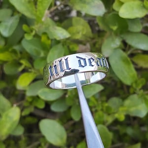 Till Death-ring 925 sterlingsilver | Gotisk armband för honom och henne | Personlig ring i återvunnet silver | Löfte, bröllop, presentsmycken
