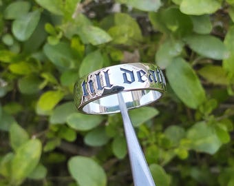 Till Death Ring 925 Sterling Silver | Gothic Band for Him & Her | Personalized Recycled Silver Ring | Promise, Wedding, Gift Jewelry