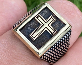 925 Sterling Silver Christian Cross Ring for Men (14x18mm)
