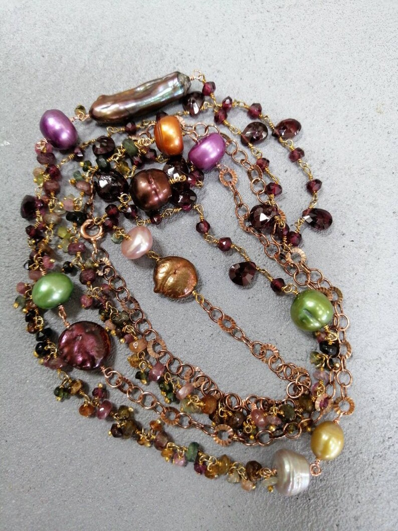 Rose Gold silver chain and gemstones necklaces