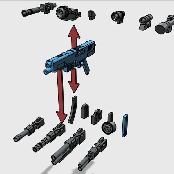 Zaku MMP-80 Machine Gun Version 2.0 or 1.0 (Scale: 1/144 or 1/100) Interchangeable parts available! *