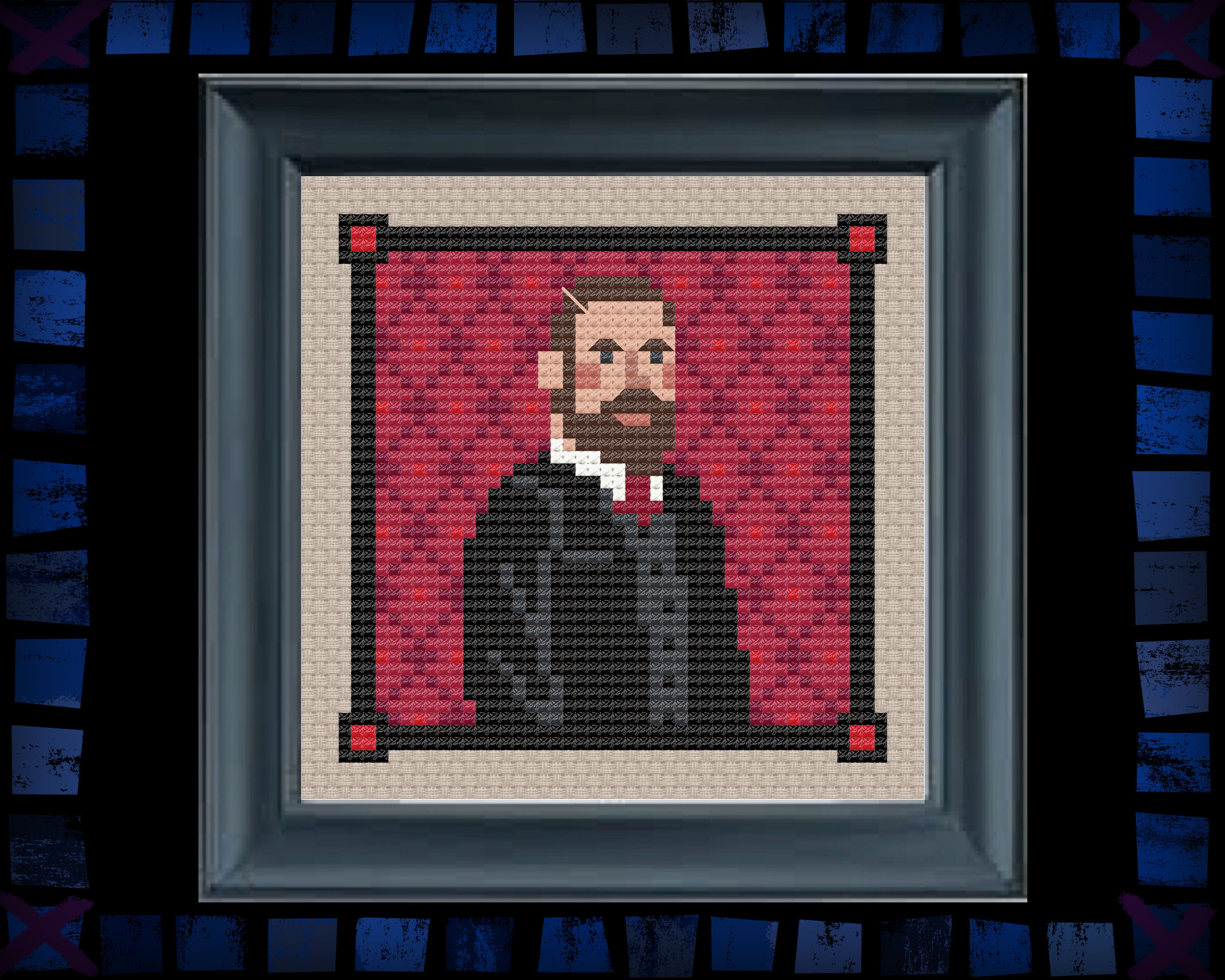 History Minis No. 38 - Bram Stoker Cross Stitch - Cross Stitch PDF Pattern - Halloween Cross Stitch