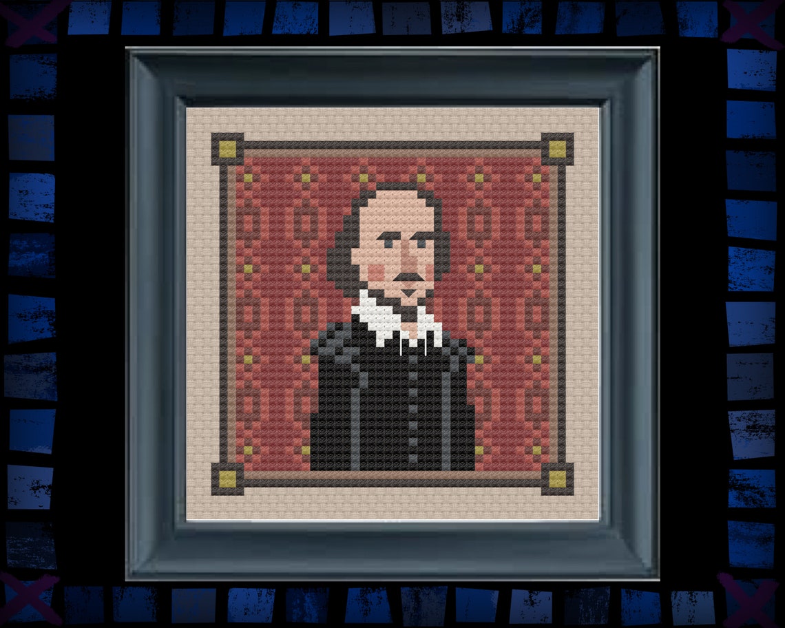 Shakespeare Background Pattern William Shakespeare Cross Stitch Pattern: History Mini Portrait (PDF ...