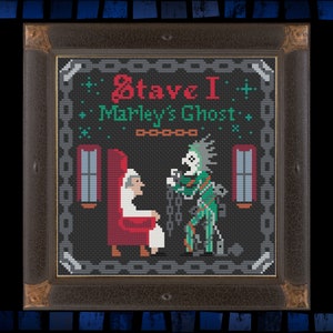 A Christmas Carol Cross Stitch - Stave I: Marley&#39;s Ghost - Cross Stitch PDF Pattern - Holiday Cross Stitch
