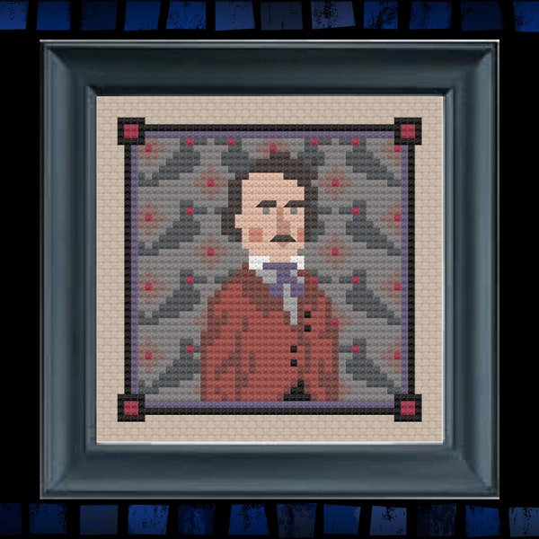 Edgar Allan Poe Cross Stitch Pattern: History Minis No. 7 (PDF Pattern)