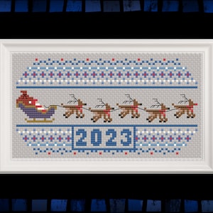 Santa&#39;s Sleigh Ornament Cross Stitch Pattern: Holiday 2023 (PDF Pattern)