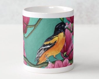 Tea Coffee Hot Chocolate Dishwasher and Microwave safe Mug Baltimore Oriole bird and Magnolias Home and Living Birthday Gift for Her or Him