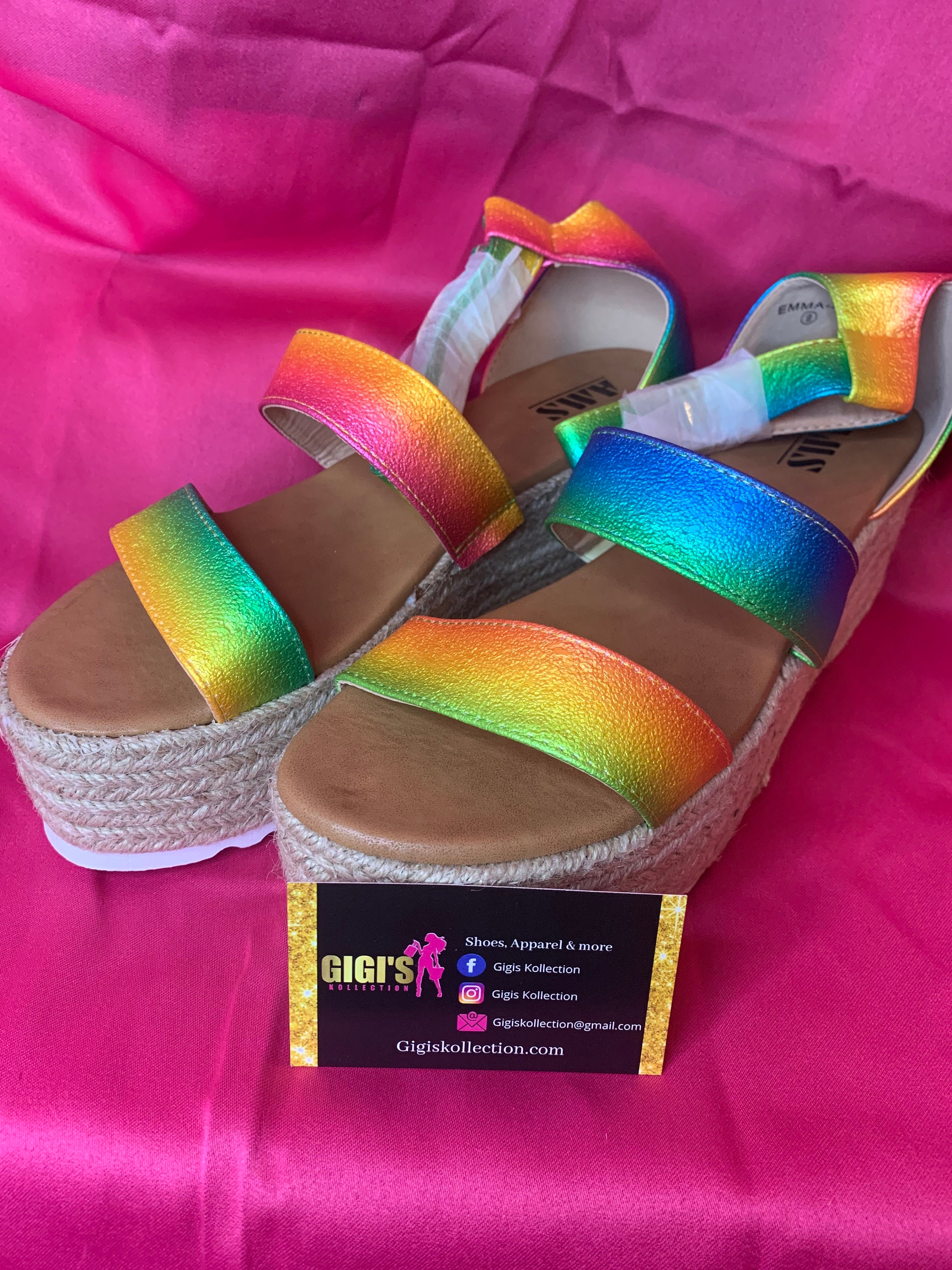 Women's sandals summer time. rainbow wedges Etsy