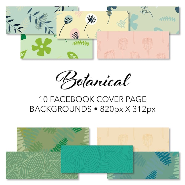 Botanical Social Media Pack Bundle with Leaves Flowers Tulips Ferns Hostas Patterns