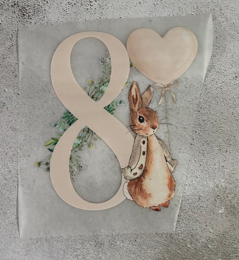 CUSTOM DTF Neutral Bunnies Numbers 1 9 Make Your Own Clothing Iron on