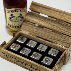 Monogrammed Whiskey Stones - Custom Engraved Whiskey Gift Set