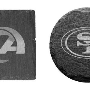 Personalized Sports Coasters Set Custom Slate Cork Vegan Leather ...