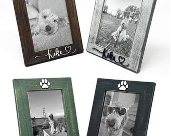 Pet Picture Frame with Name — Custom Dog Cat Paw Print — Personalized Pet Memorial Keepsake