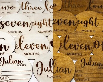 Personalized Baby Name Sign Wooden Birth Announcement Name Reveal on Wood Slice